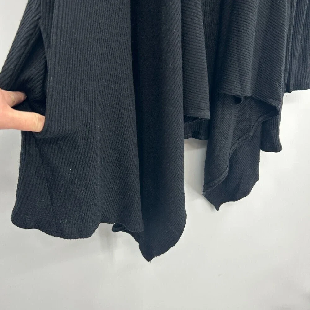NWT CHASER Black Ribbed Soft Open Cardigan Sweater With Pockets Size Medium - Picture 4 of 5